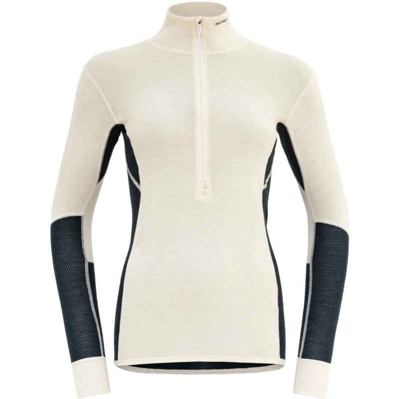 Rabatt DEVOLD Wool Mesh 190 Zip Neck Wmn - Langarmshirt mit Reißverschluss