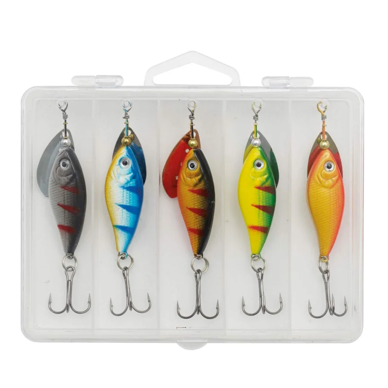 Expressversand Kinetic CY Angeln Spinner Angelköder Angelset - 5 Raubfischspinner 9g mit Box