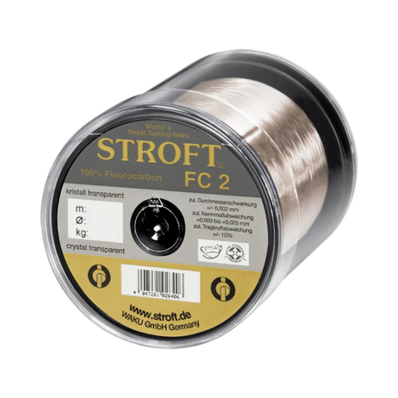 Stroft FC2 0,27mm 6,0kg 25m Kristall Transparent Fluorocarbon Angelschnur Vorfach Top-Seller