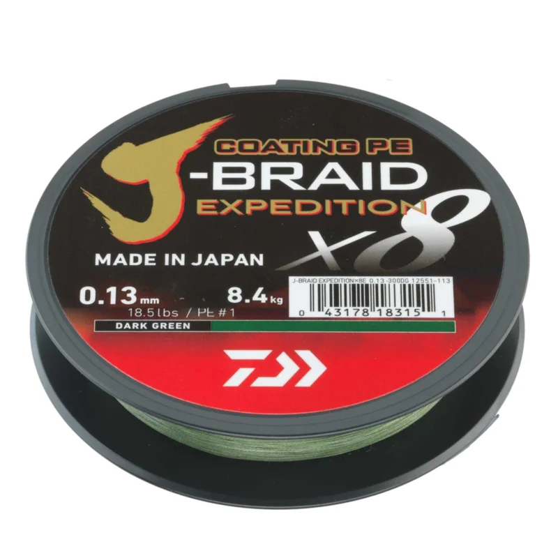Daiwa J-Braid Exped. X8E 0.18mm-150m d. green Geflochtene Schnur Top-Preis