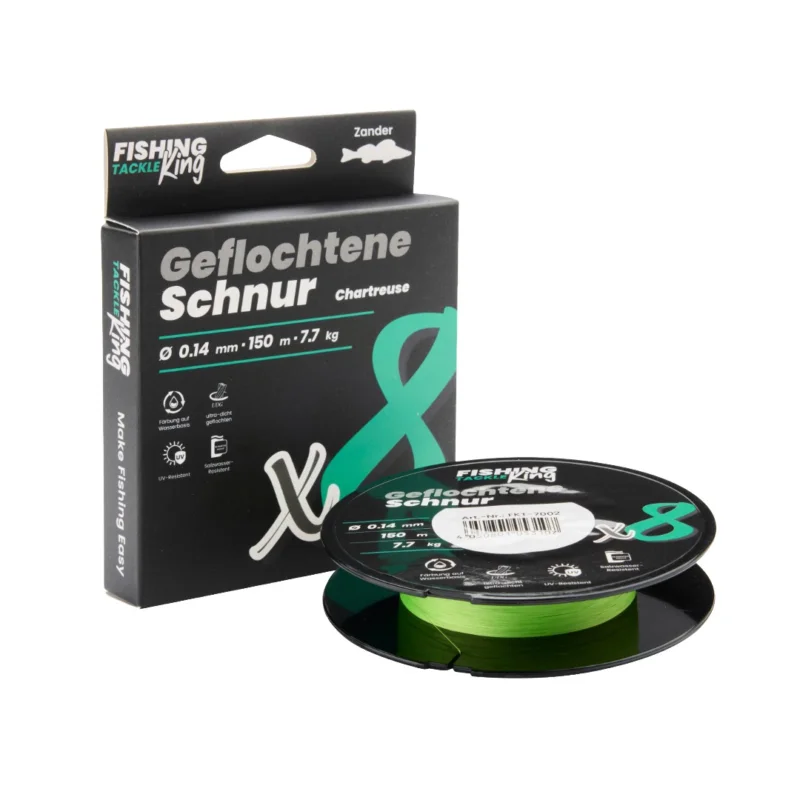 Fishing-King Tackle 8-fach Geflochtene Schnur Chartreuse 150m 0,14mm Zander Rabatt
