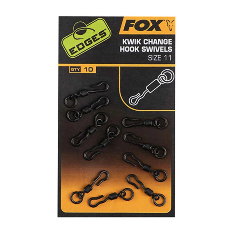 Fox Edges Kwik Change Hook Swivels Size 11 10pcs Karpfen Rigzubehör Beliebt