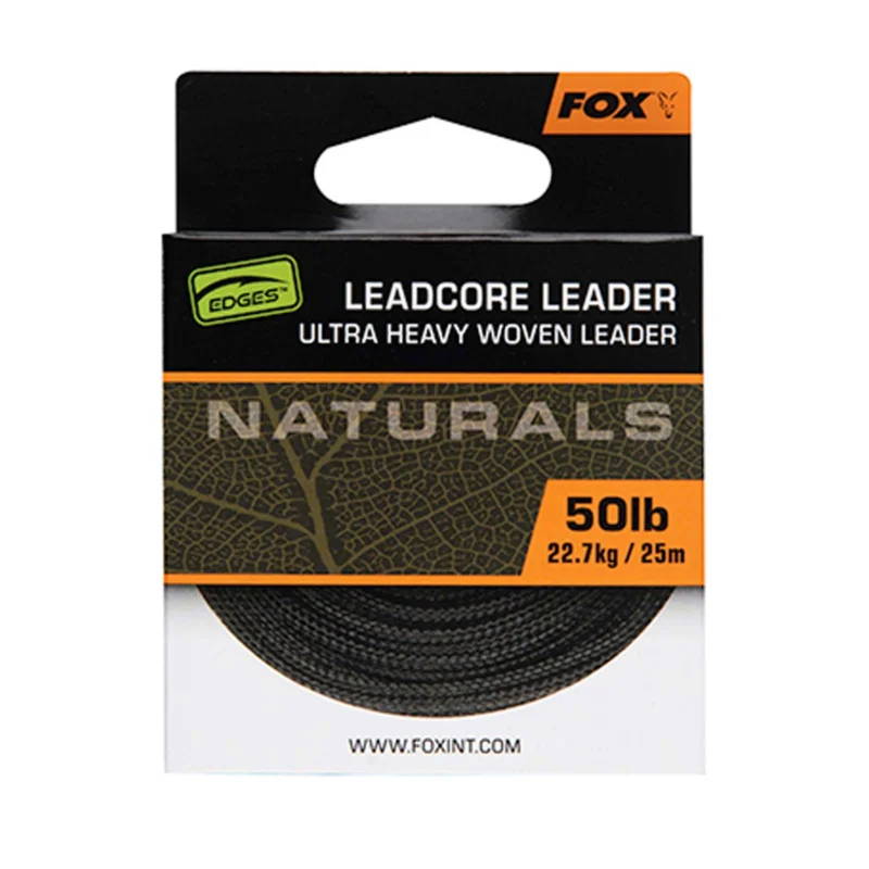 Fox Edges Naturals Leadcore Leader 25m Ultra Heavy 50lb 22.7kg Karpfen Rigzubehör Wochenendangebot
