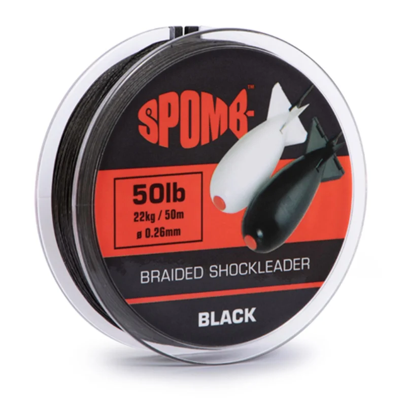 Spomb Braided Leader 22kg 50lb 50m black Schlagschnur Neue Kollektion