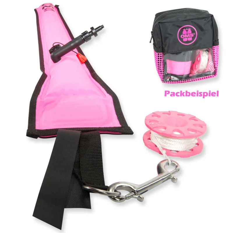 Expressversand OMS Safety Sparset 3.3 - mit Boje, Tasche und 23 m Mini Reel - pink