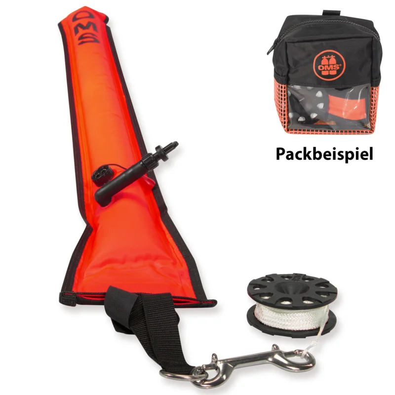 Sofort Bestellen OMS Safety Sparset 3.3 - mit Boje, Tasche und 23 m Mini Reel - Lava Orange
