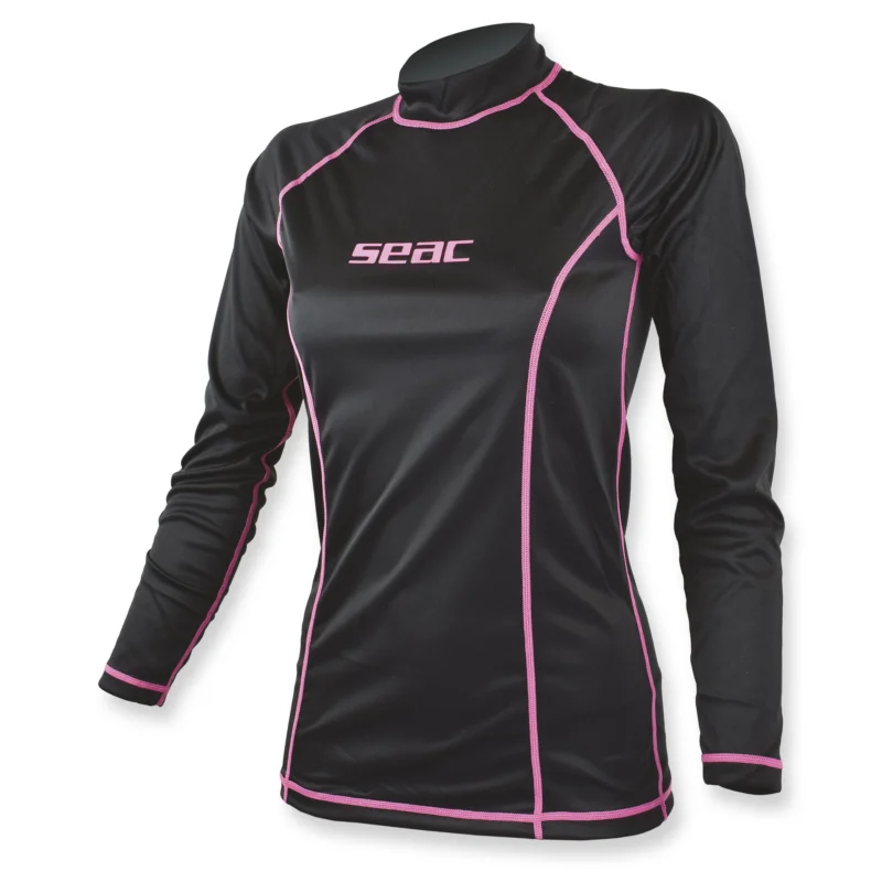 Wochenendangebot Seac T-Sun Rash Guard Damen schwarz pink - Sonnenschutzshirt langarm UPF 50+