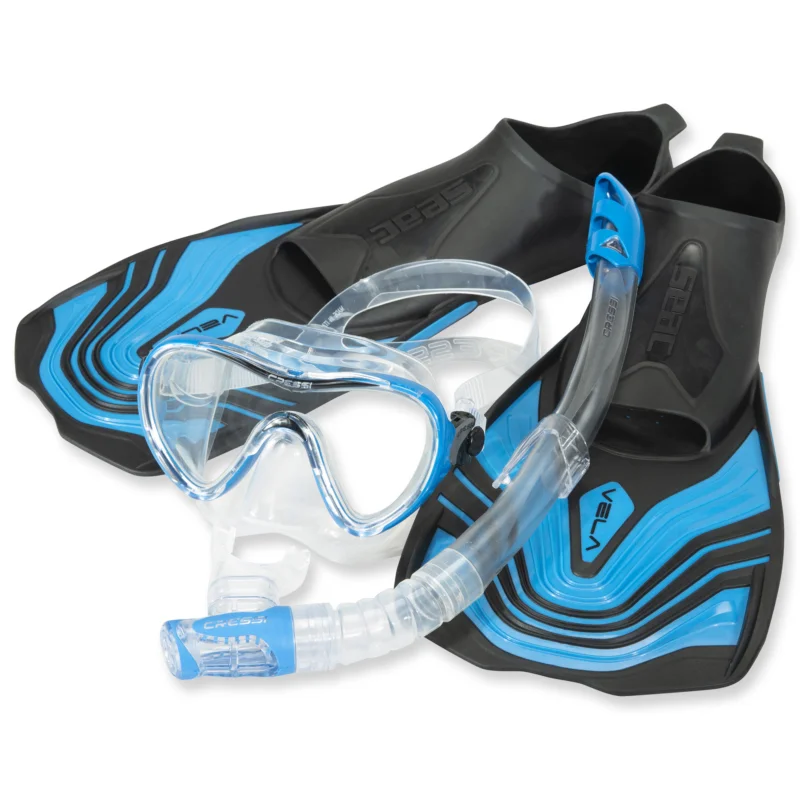 Aktuell Schnorchelset Kingston blau - mit Ventilschnorchel und Kurzflosse