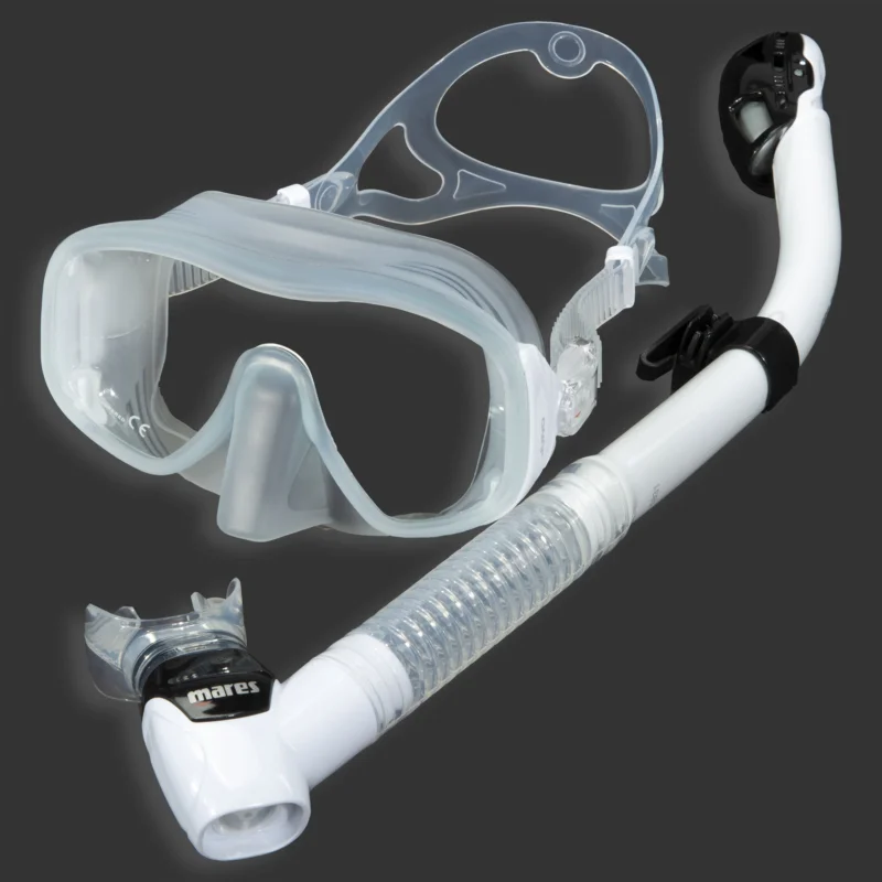 Finale Aktion Mares Schnorchelset Mirihi - mit Trockenschnorchel - clear white