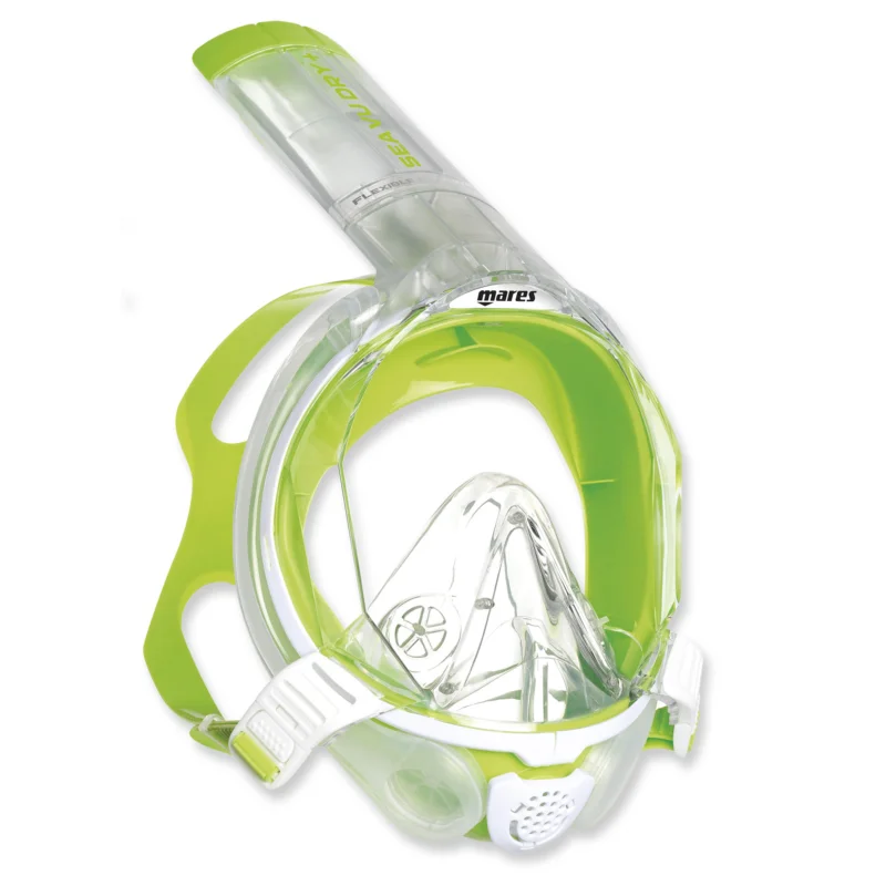 Mares Sea Vu Dry plus - Schnorchelmaske mit Trockenschnorchel, white lime Letzte Chance