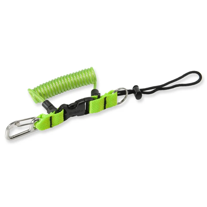 Riff Spiralkabel mit Edelstahlkarabiner - neongrün Beliebt
