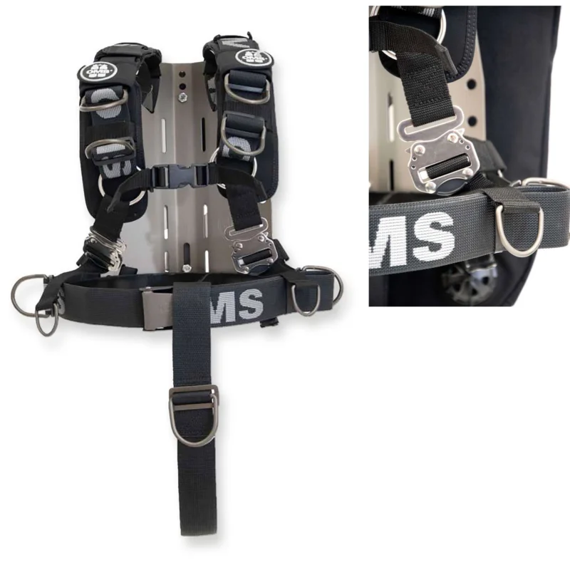 Super-Preis OMS Edelstahl Backplate mit Comfort Harness System III und Schrittgurt