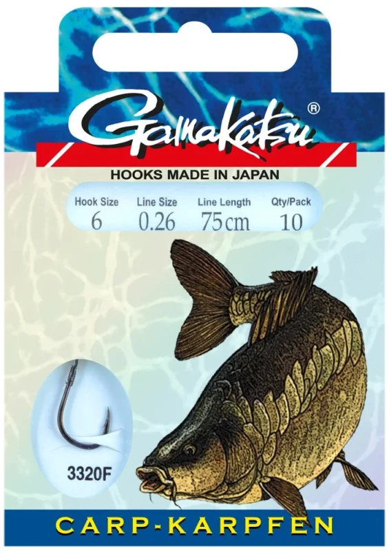 Preiswert Gamakatsu gebundene Haken Karpfen BKD-3320g #6 75cm 0,26mm