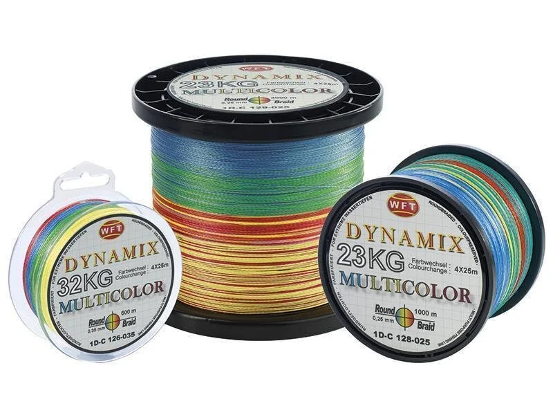 Letzte Chance WFT Round Dynamix Multicolor 0,35mm 32kg 1000m Geflochtene Schnur Meeresschnur