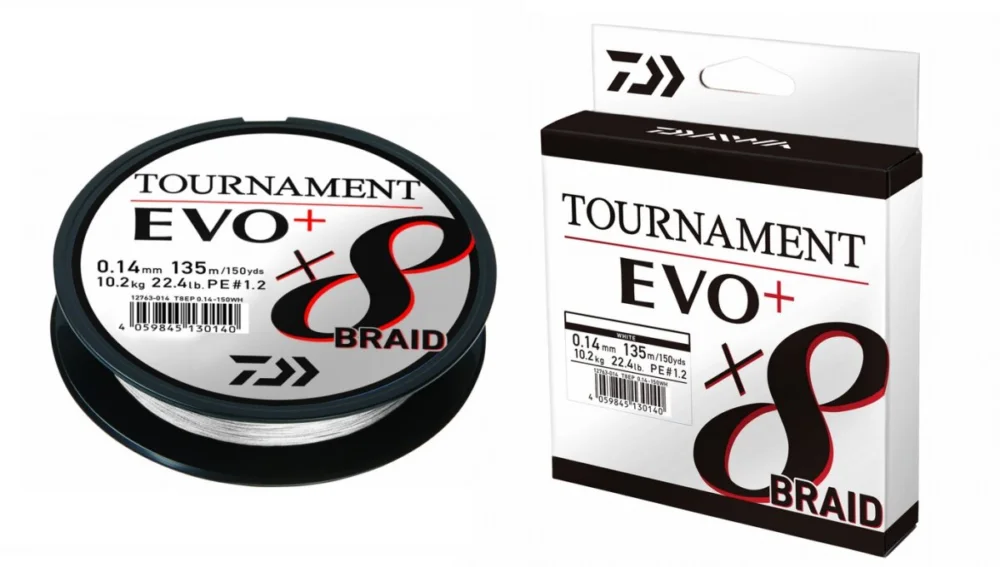 Daiwa Tournament x8 Braid EVO+ 0,14mm / 10,2kg / 135m weiß Geflochtene Schnur Sichere Zahlung