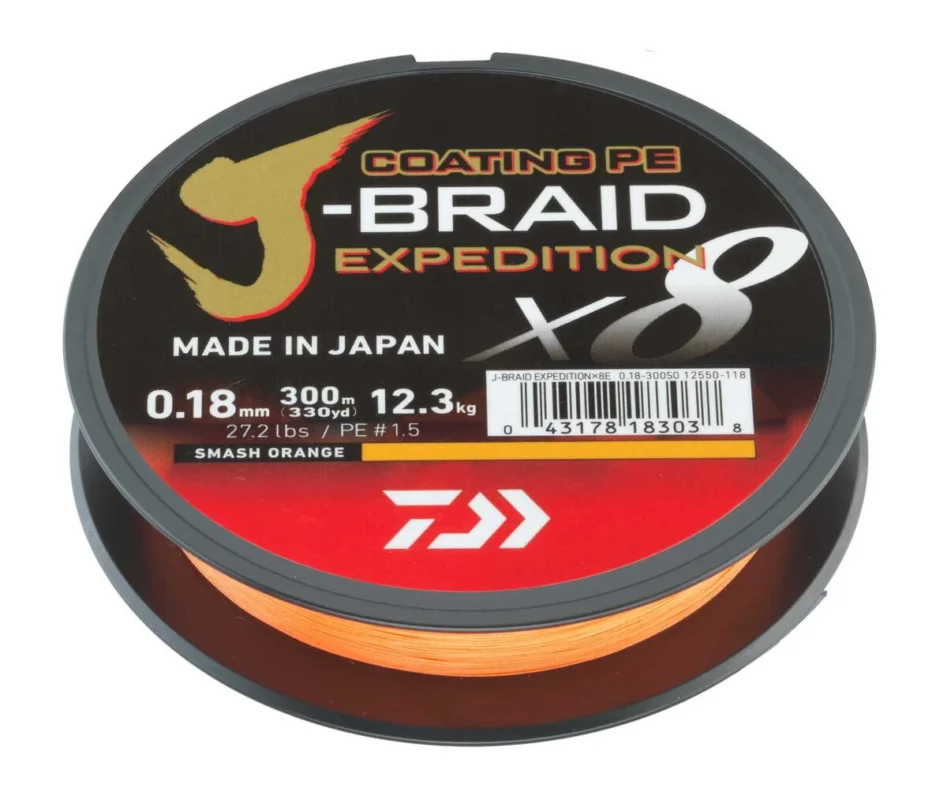 Daiwa J-Braid Expedition X8E 0,22mm 19,5Kg 300m smash orange geflochtene Schnur Top-Preis