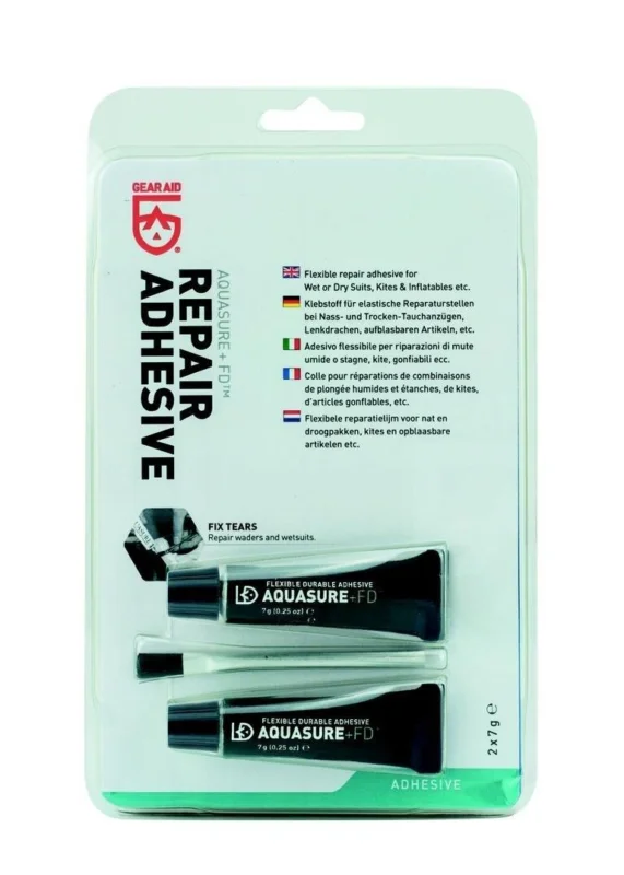 GEAR AID Aquasure Repair Adhesive2x7g Wathosen Reparaturset Finale Aktion