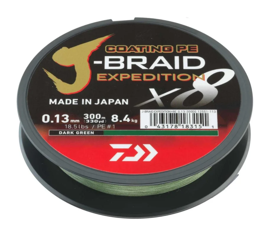Daiwa J-Braid Expedition X8E 0,16mm 9,8Kg 300m dark green geflochtene Schnur Expressversand