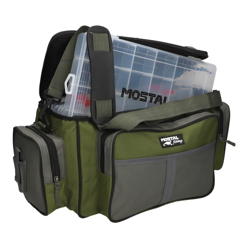 Angebot Mostal Zubehörstasche (L) 52 x 23 x 24 cm mit 3 Boxen Kunstködertasche