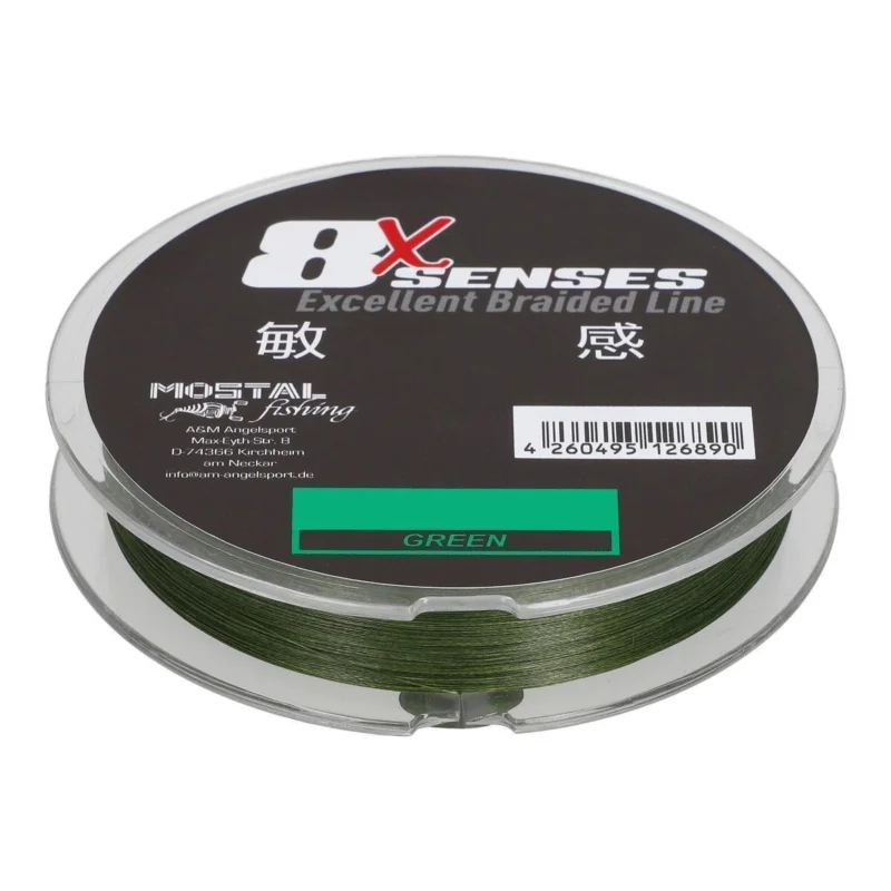 Mostal 8x Senses 300m Green 0,10mm / 6,3kg Geflochtene Schnur Meistverkauft